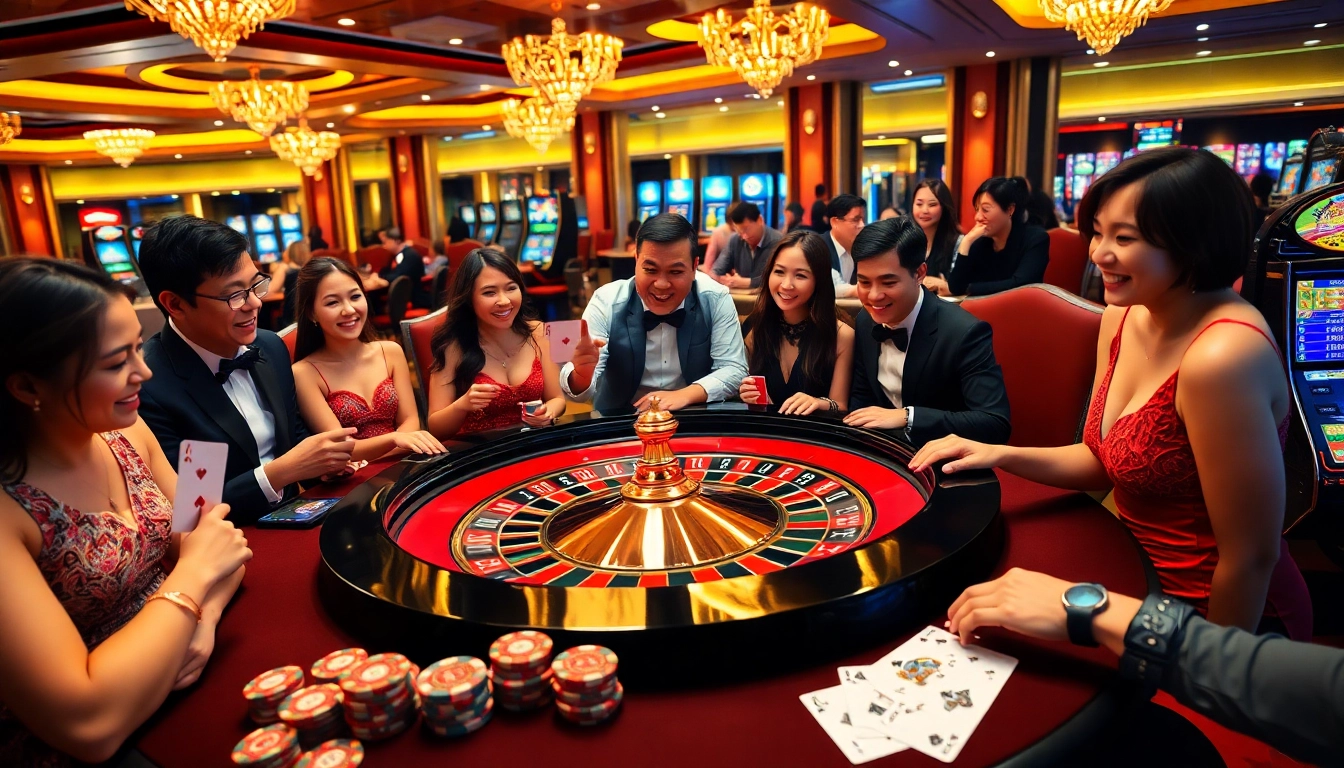 Experience thrilling gameplay at King88 with a vibrant casino scene showcasing roulette, poker chips, and excitement.