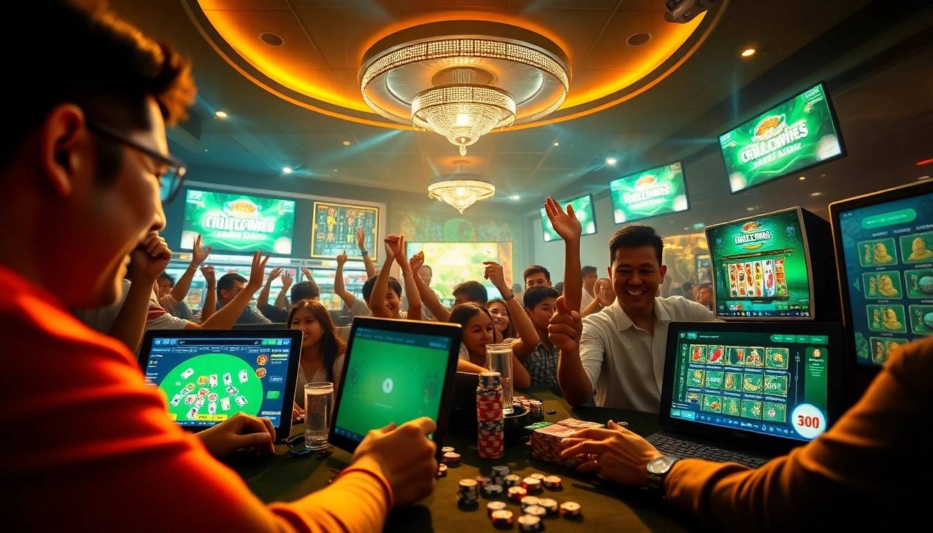 A lively gaming scene at hello88win.live featuring players enjoying casino games.