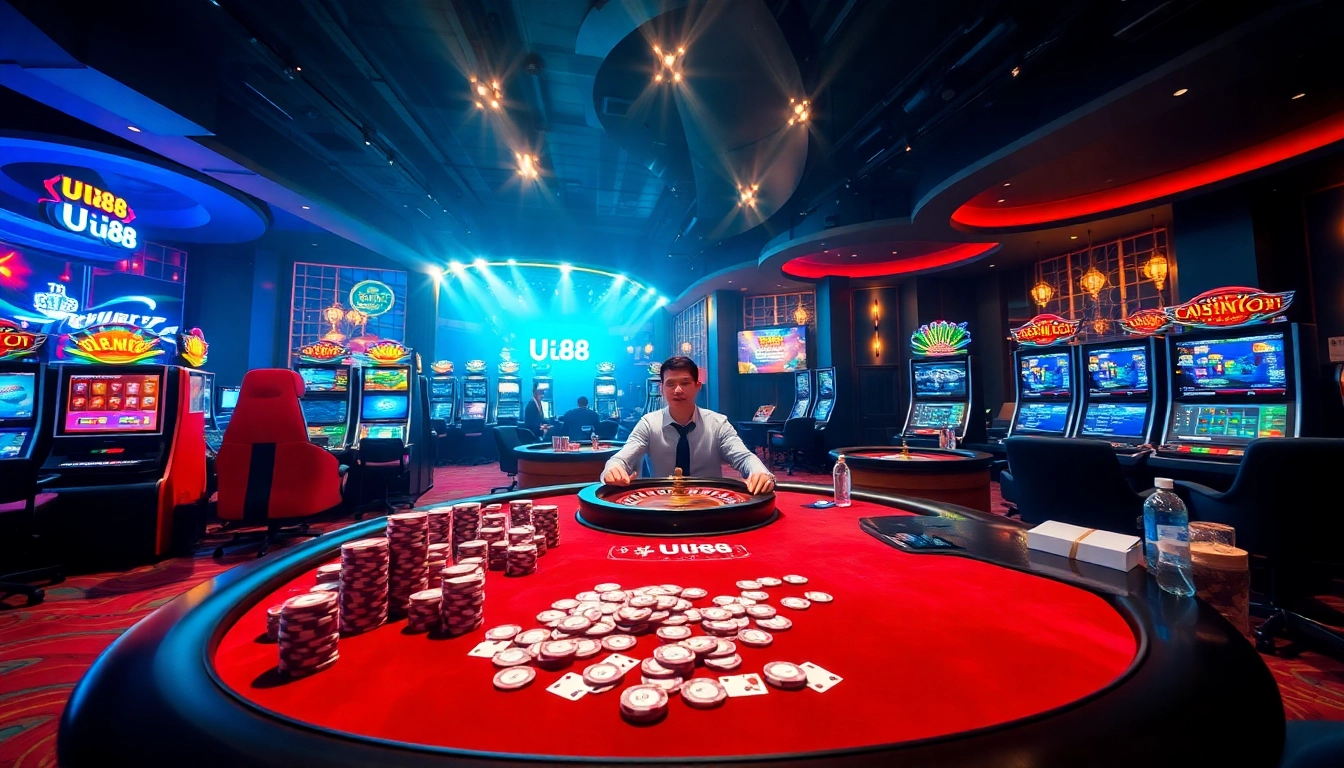 Experience thrilling gameplay at UU88 with vibrant casino scenes and engaging betting action.