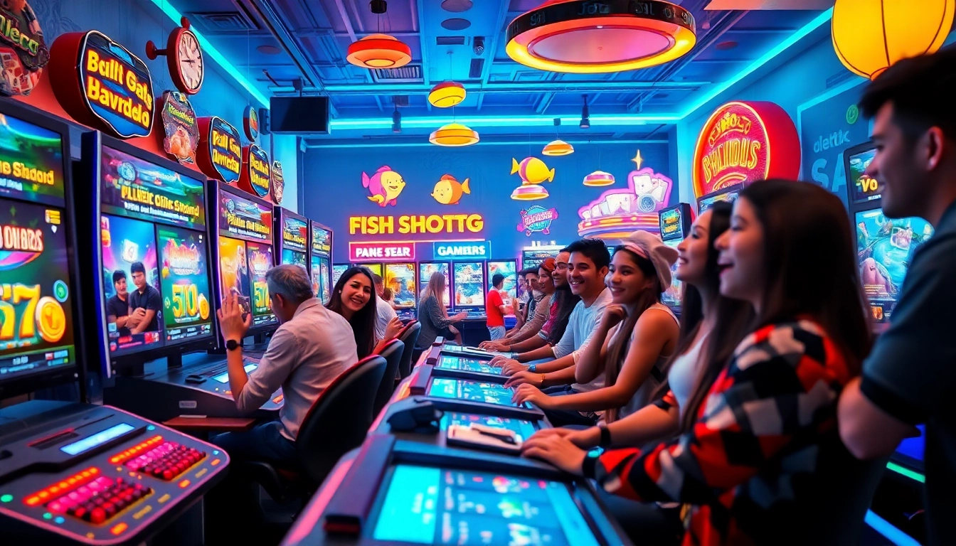 Dynamic online gaming scene showcasing players at dittytalk.com, enjoying poker, slots, and fish shooting games.