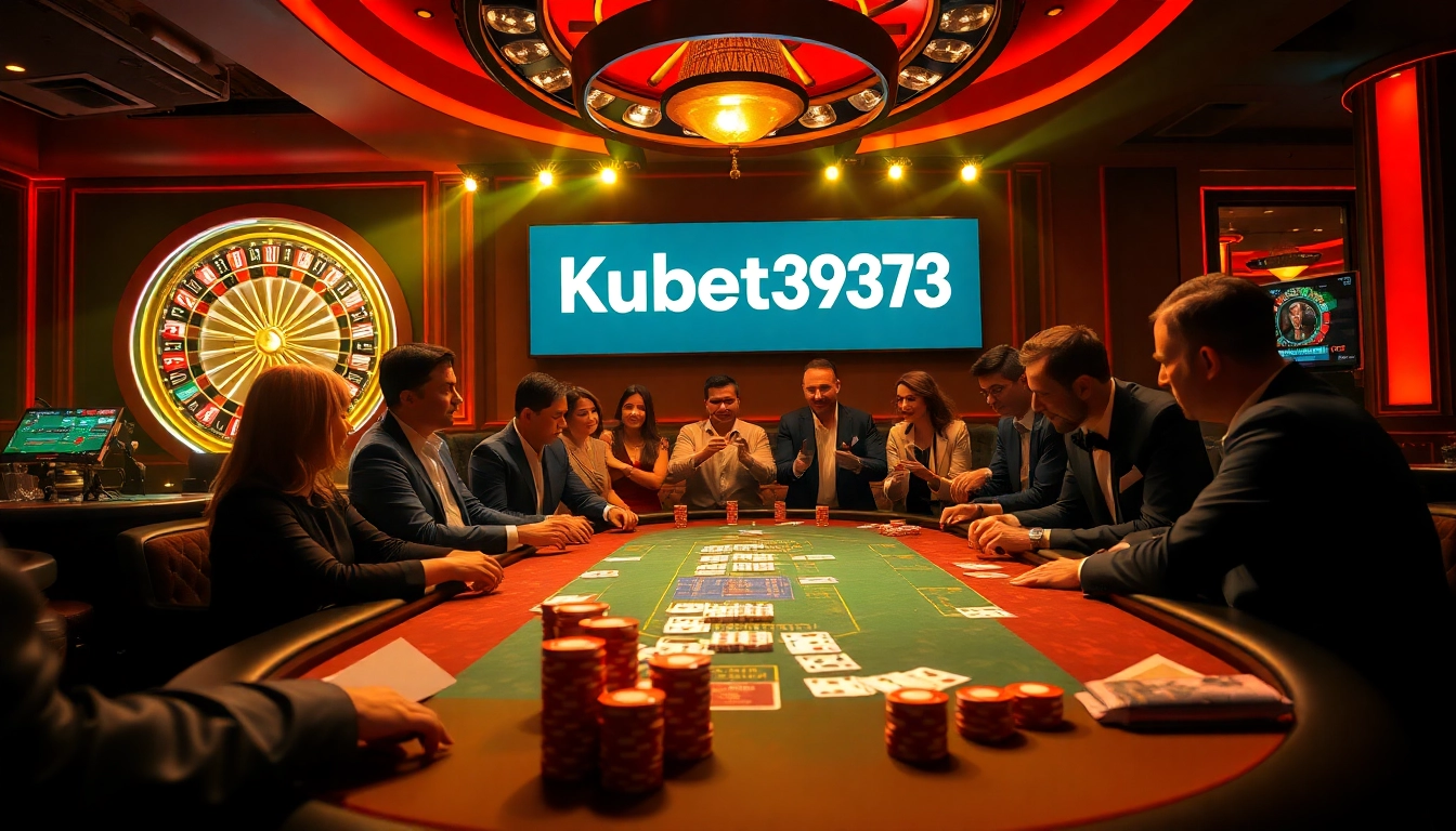 Trải nghiệm trò chơi cược đầy căng thẳng tại Kubet3933 với những đồng chip poker và bộ bài trên bàn casino sang trọng.