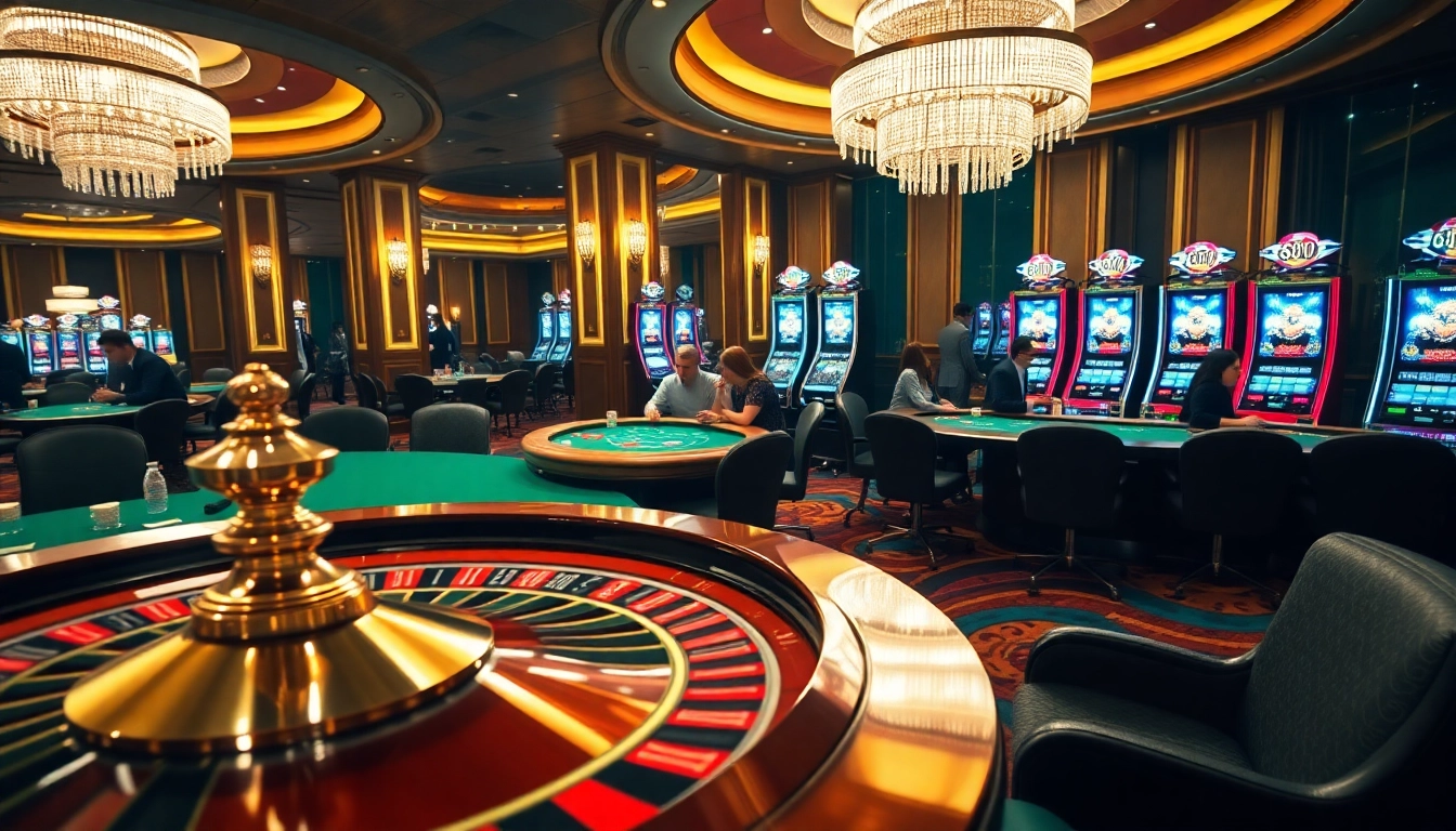 Players enjoying a thrilling moment at the 88VV casino, surrounded by vibrant games and luxurious decor.