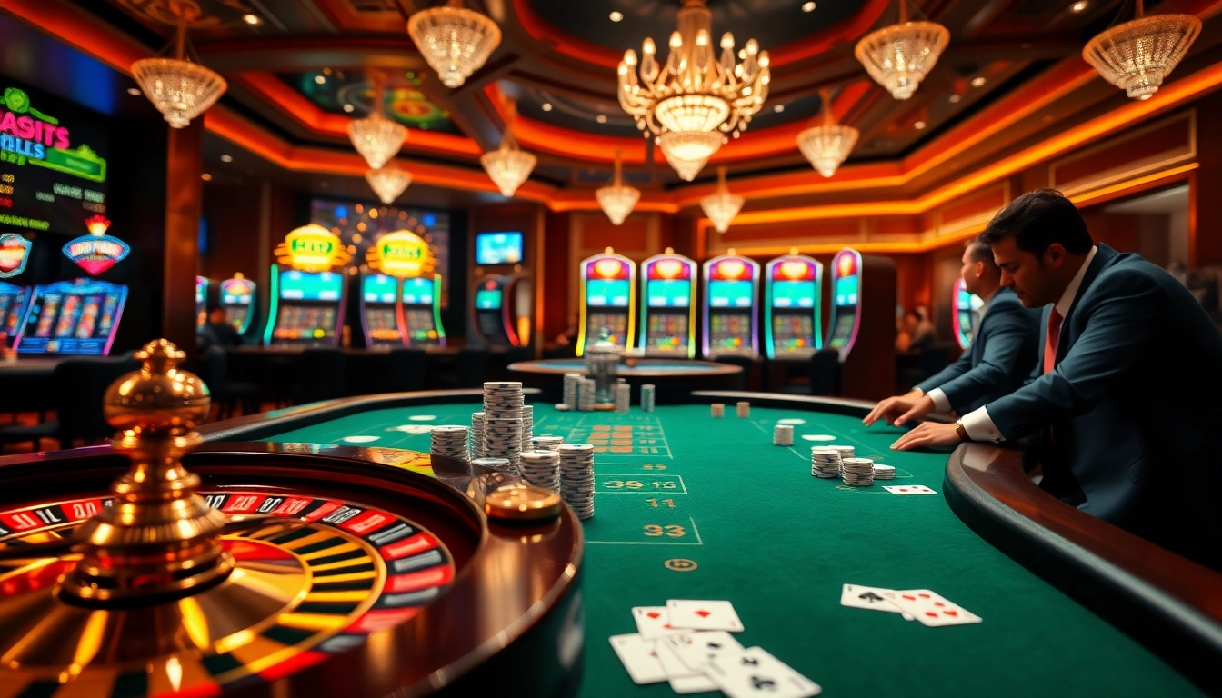 Gamble big and win at https://hm88.build/ with a luxurious casino experience featuring tables and slot machines.