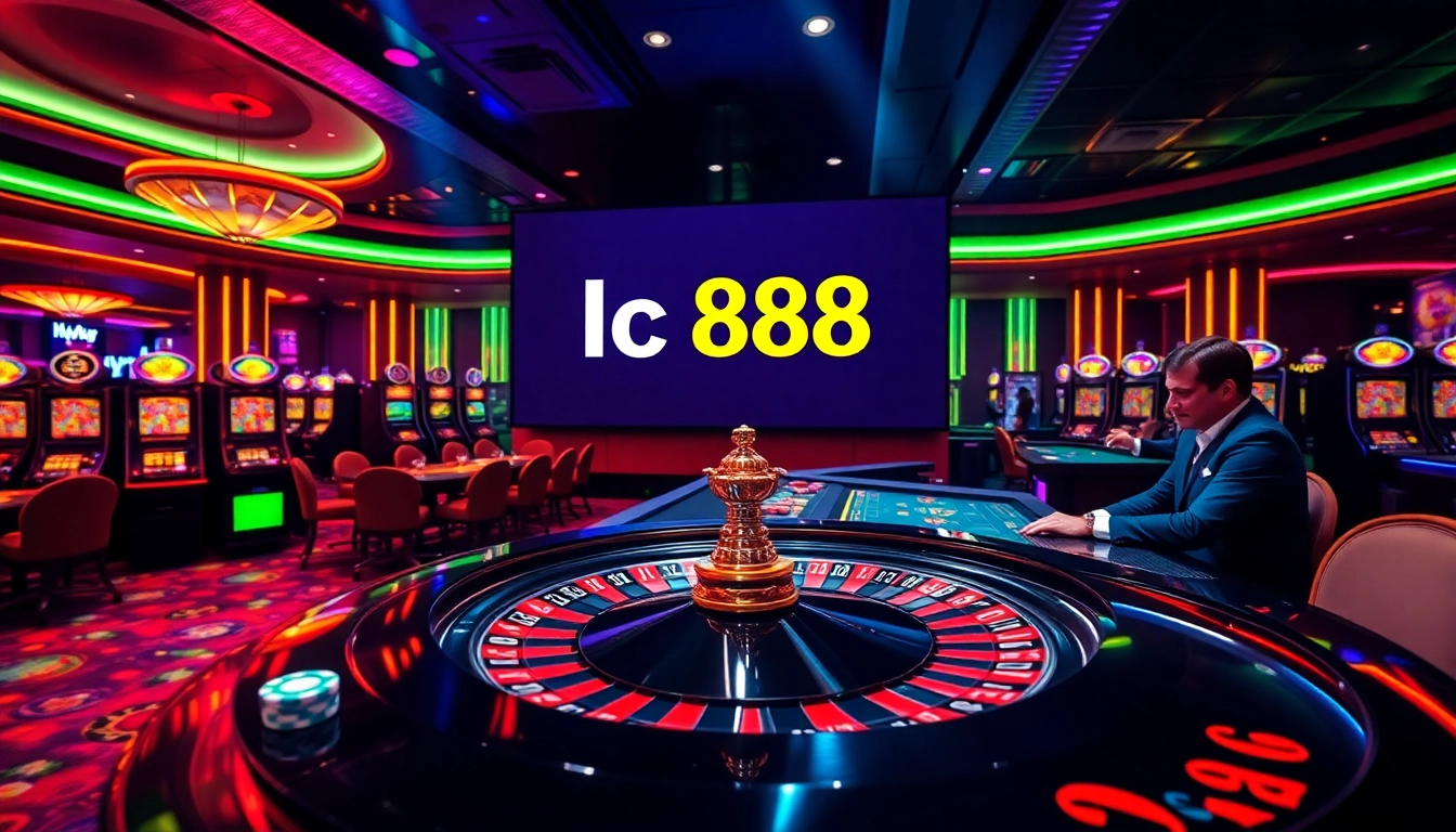 A player betting at a lively roulette table showcasing lc 888 with luxury casino elements.