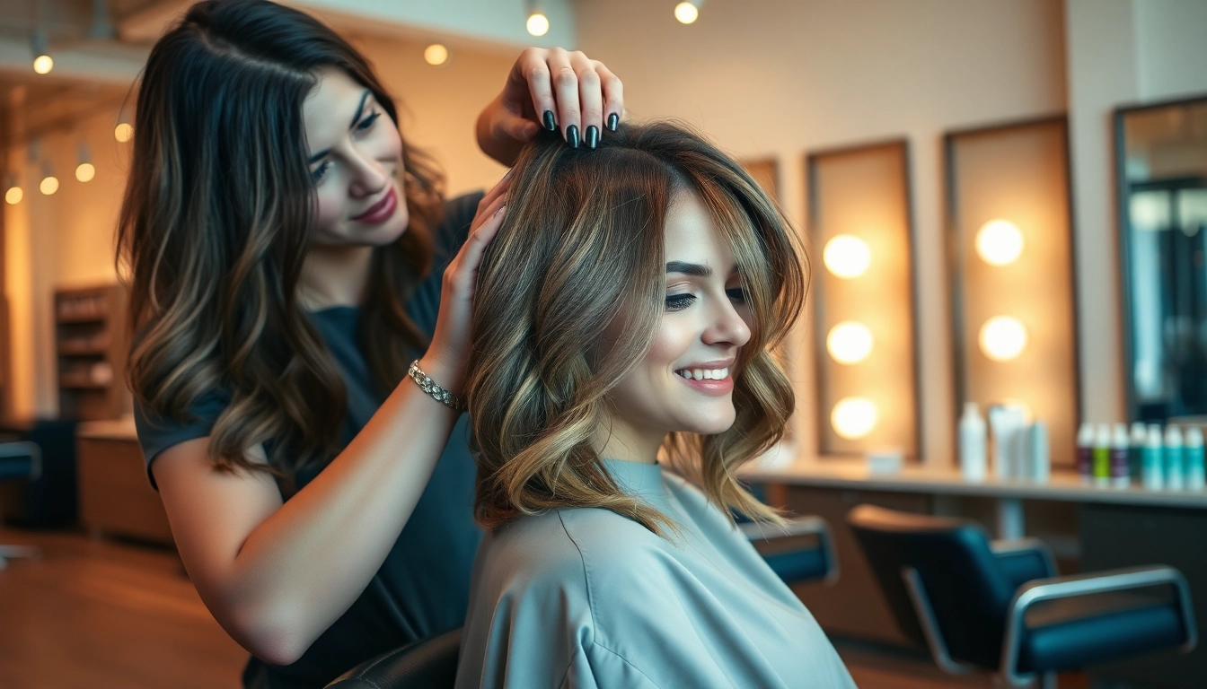 Professional stylist applying highlights at the best hair salon san diego, Omnia Salon.
