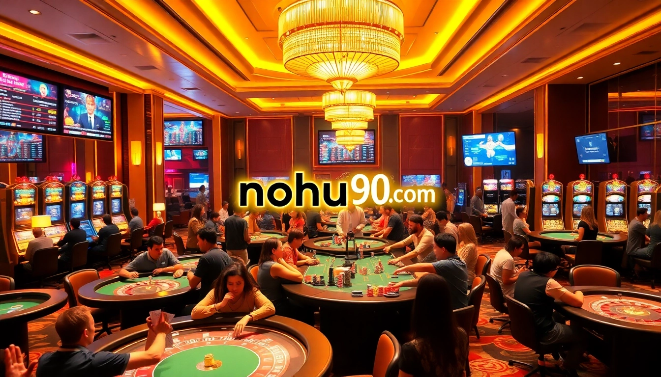 Người chơi đang tận hưởng thời gian tại bàn casino của nohu90 com, thể hiện sự phấn khích và sự tham gia vào trò cá cược.
