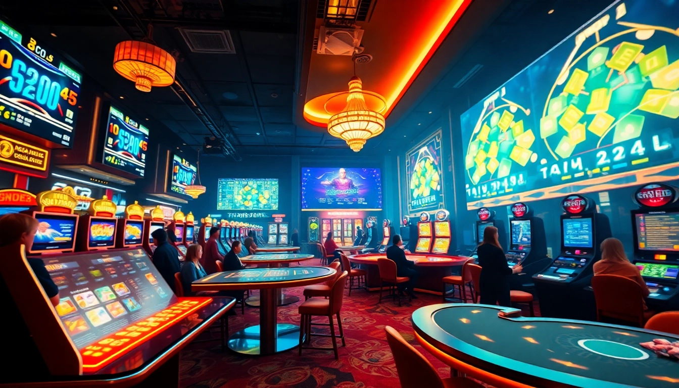 Experience the excitement of online gambling at winvn88.live with vibrant casino scenes and thrilling games.