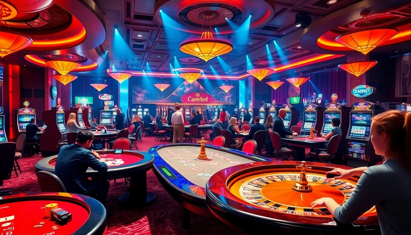 A dynamic casino scene featuring players enjoying classic games at 789club, highlighting luxury and excitement.