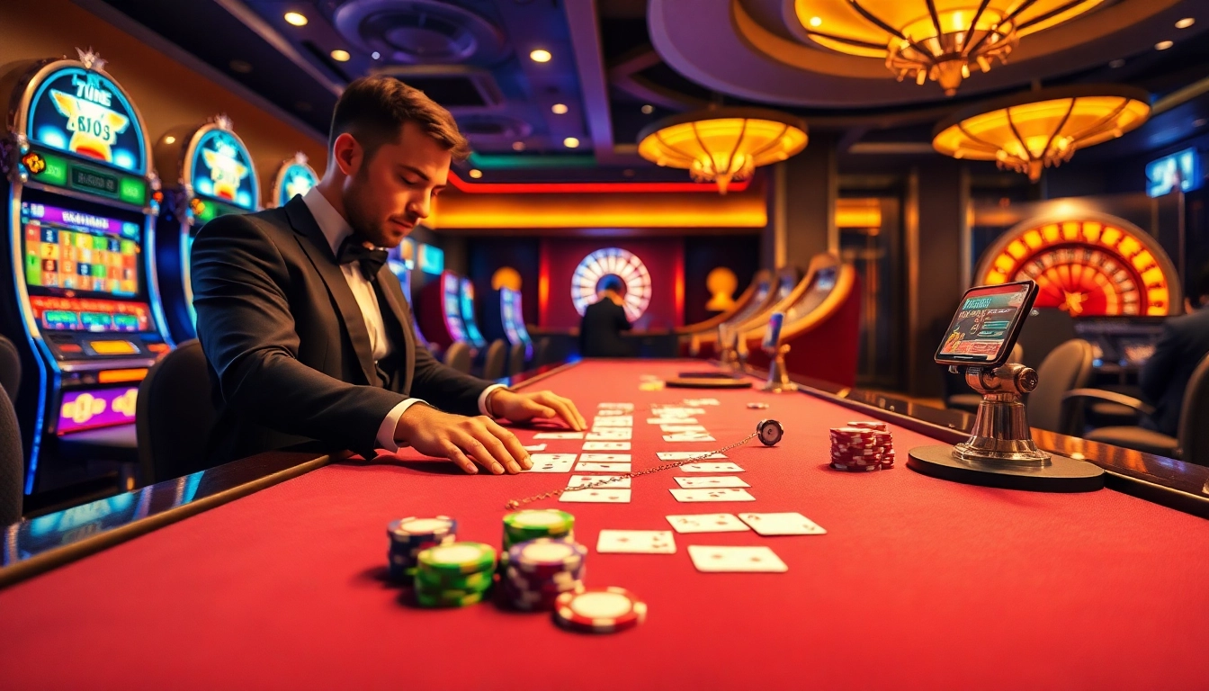 An exciting poker game scene at x88 com, showcasing colorful chips and vibrant tables.