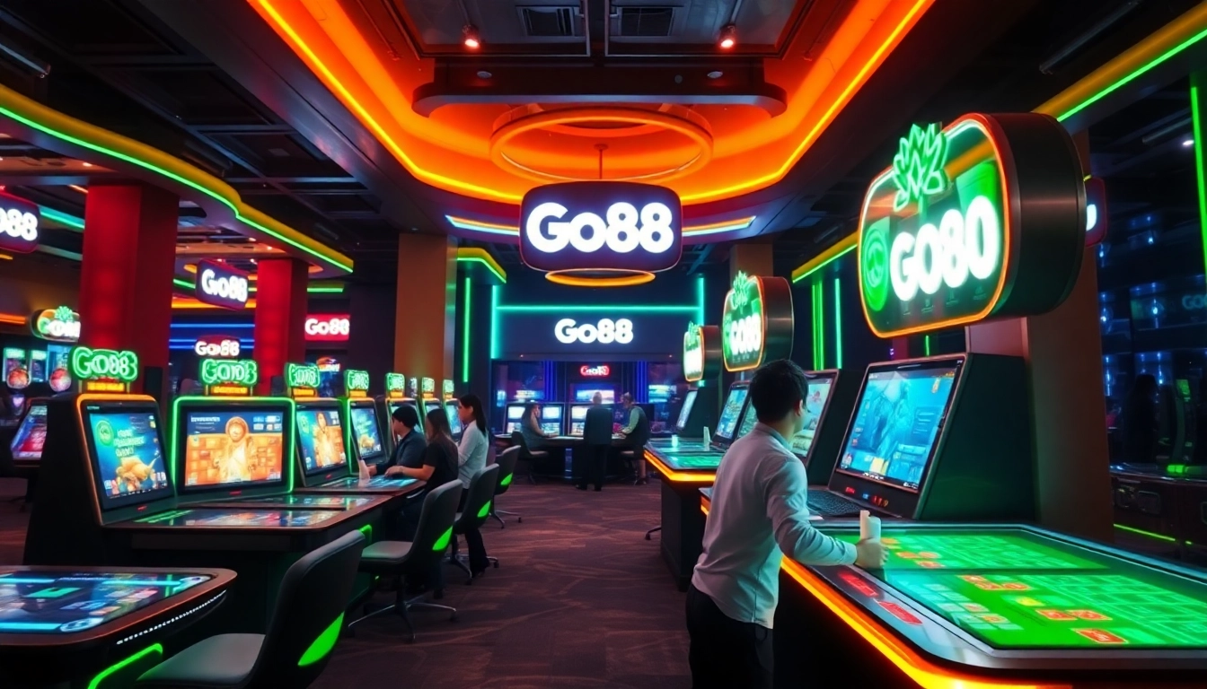 Experience the thrill of online gaming with https://go88vj.com/, featuring vibrant, engaging casino scenes and excited players.