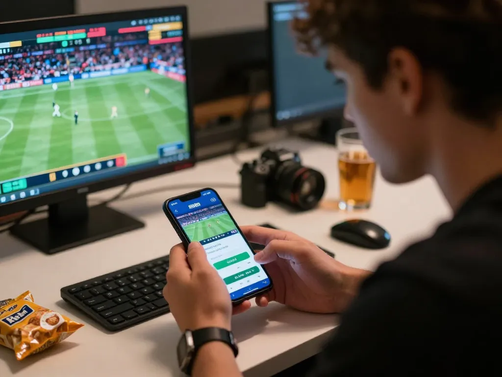 Engage with the RR88 apk for live sports betting on your smartphone in a cozy home setting.