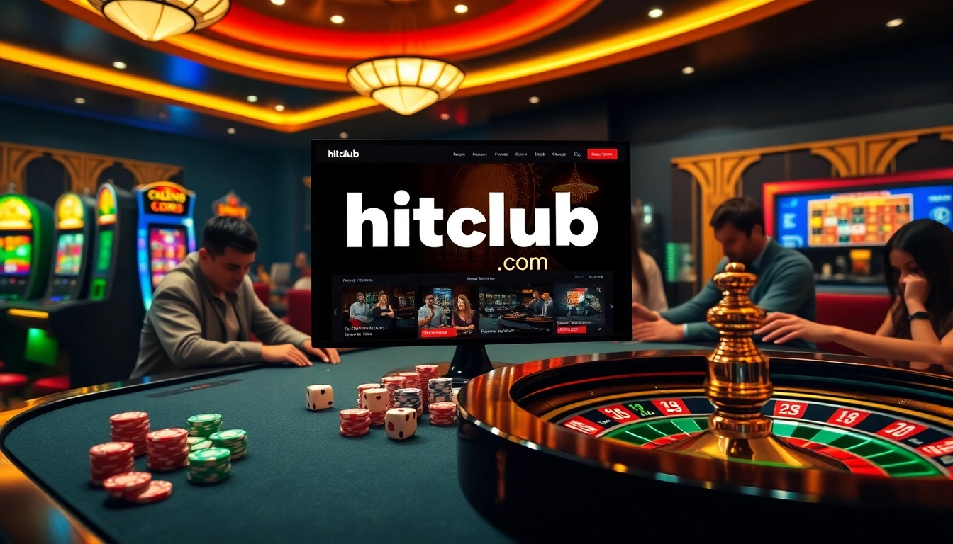 Exciting online gambling scene at hitclub.com showcasing poker chips and roulette.