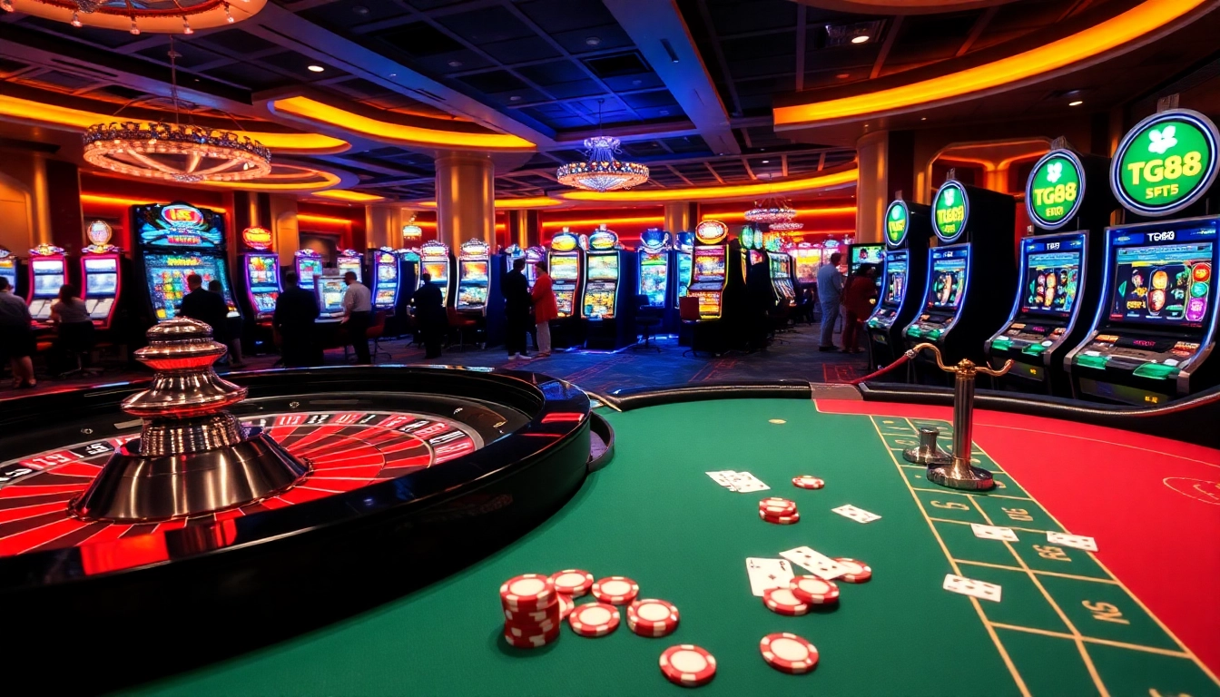 Experience thrilling gaming at TG88 with an exciting casino atmosphere, featuring roulette and poker.