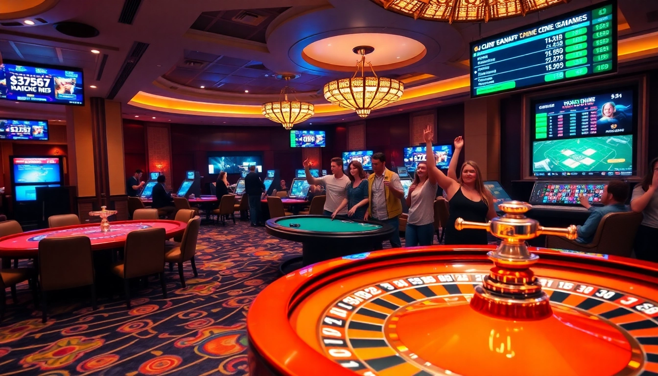 Exciting gaming atmosphere at https://f168.dating/ showcasing poker, roulette, and vibrant sports betting.